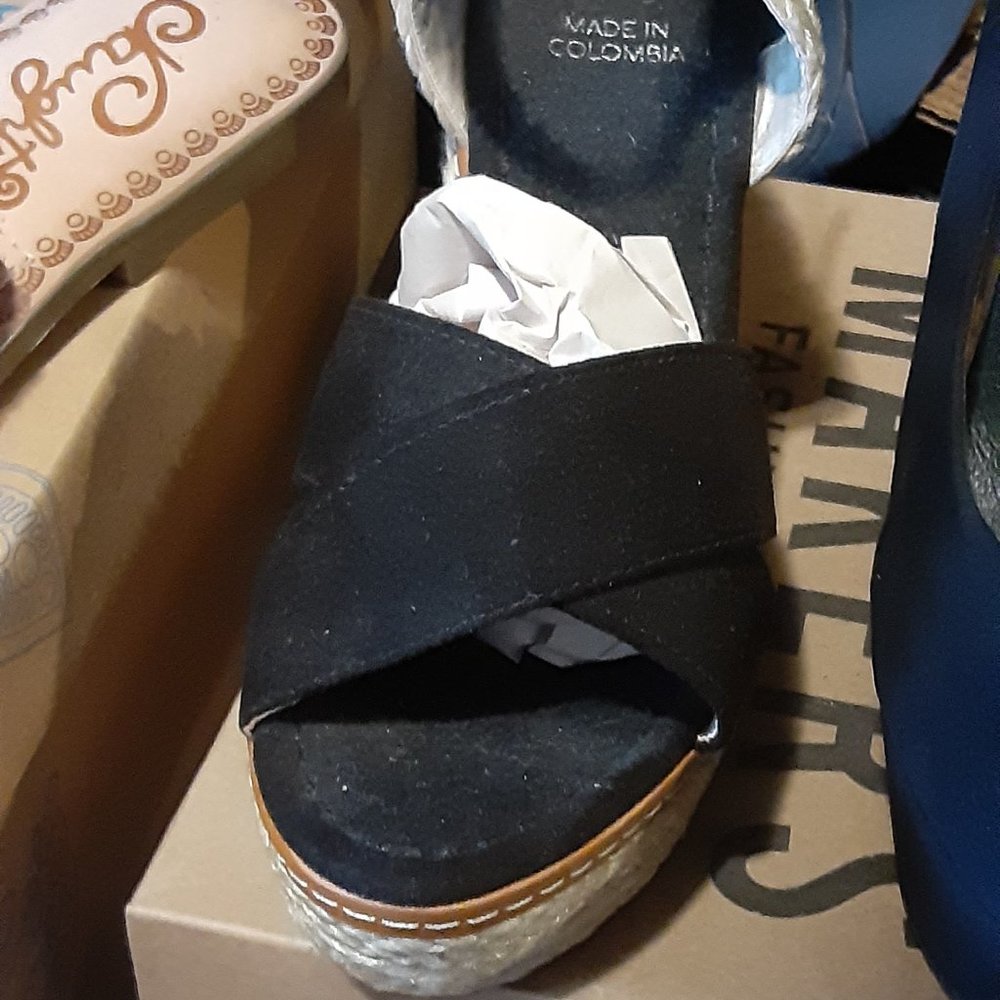 MAKERS  MORA 57 MADE IN COLUMBIA SHOES BLACK WEGE PLATFORM